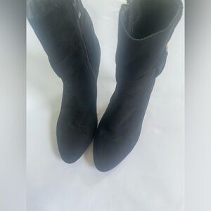 Forever Black High Heel Stiletto Boots with Pearl Accent